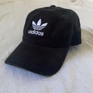 Black Adidas Relaxed-Strap Hat with White Logo